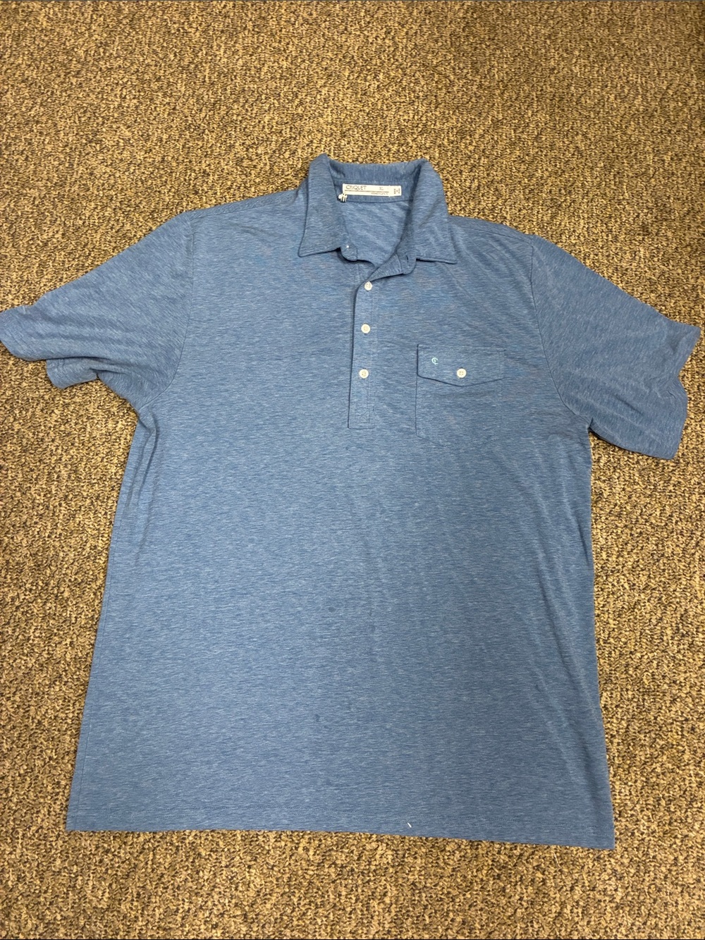Criquet Heathered Blue Polo with Chest Pocket